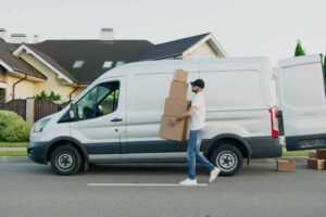 cargo van and boxes